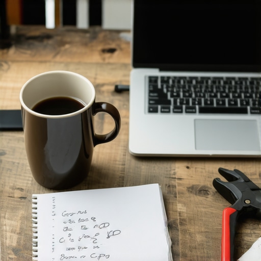 DIY AI Supply Chain Automation Setup A small business workshop desk with digital and physical tools for AI automation.