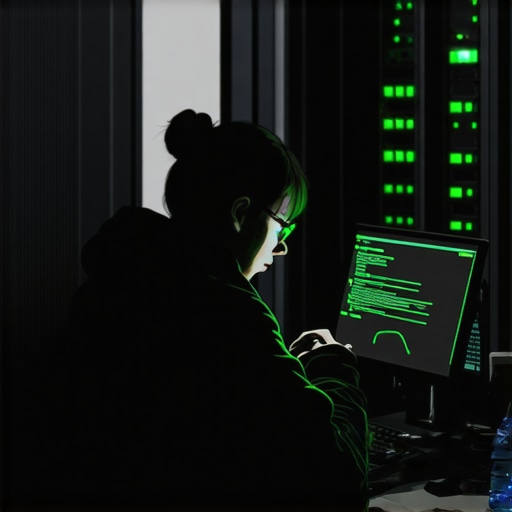 Technician working on a localized AI server in a gritty workshop environment