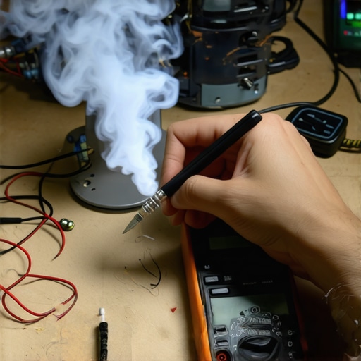 Close-up of a DIY social robot assembly with soldering tools and electronics.