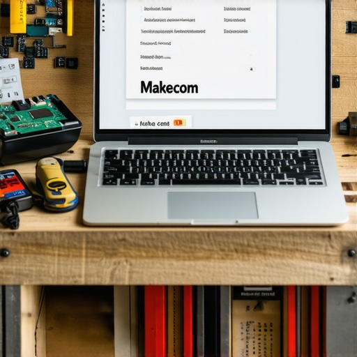 Digitalna radionica: Make.com i AI integracija Laptop sa Make.com interfejsom okružen mehaničkim alatima na drvenom stolu