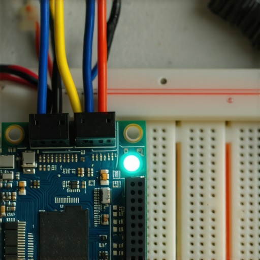 Edge AI hardverska postavka sa Raspberry Pi i senzorima u mračnoj radionici