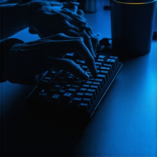 Ruke programera na tastaturi u mračnoj sobi sa plavim osvjetljenjem ekrana