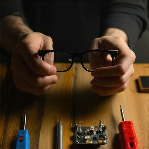 Majstor podešava pametne naočare i AI sistem u radioni