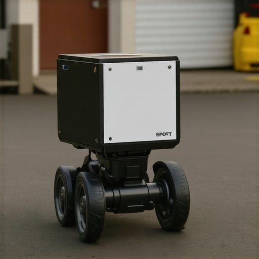 Programiranje Boston Dynamics Spot robota za dostavu Boston Dynamics Spot robot sa kutijom za dostavu na leđima u realnom okruženju