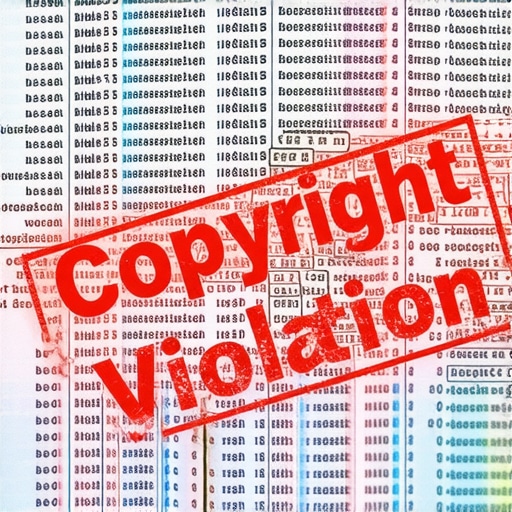 Provjera AI autorskih prava Digitalni ekran sa upozorenjem o kršenju autorskih prava vještačke inteligencije