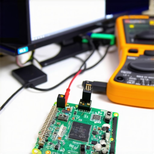 Close-up of DIY AI hardware tools and sensors on a workbench