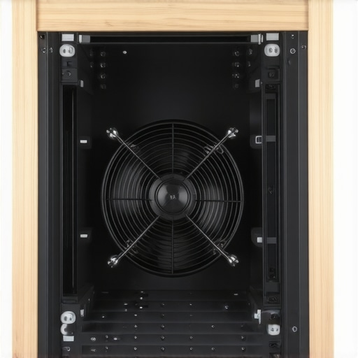 Šema unutrašnjosti DIY kutije za izolaciju buke servera sa ventilatorom i pregradama