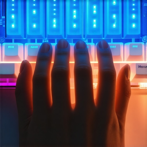 Ruke na tastaturi sa toplim i hladnim osvjetljenjem