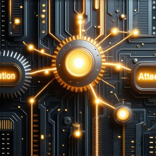 Vizualizacija mehanizma pažnje u AI sistemima Grafički prikaz kako vještačka inteligencija obrađuje podatke kroz fokusiranu pažnju